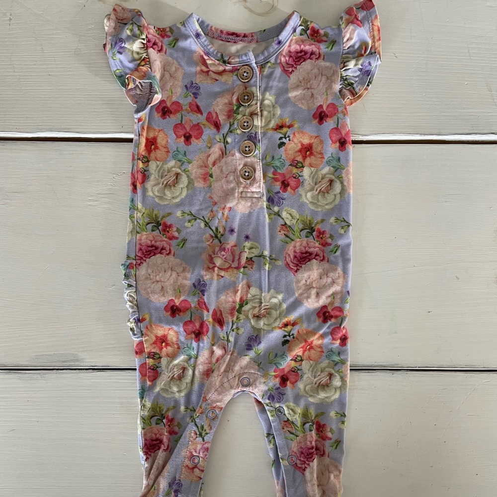 Posh Peanut BELLAMY Ruffled Cap Sleeve Henley Romper